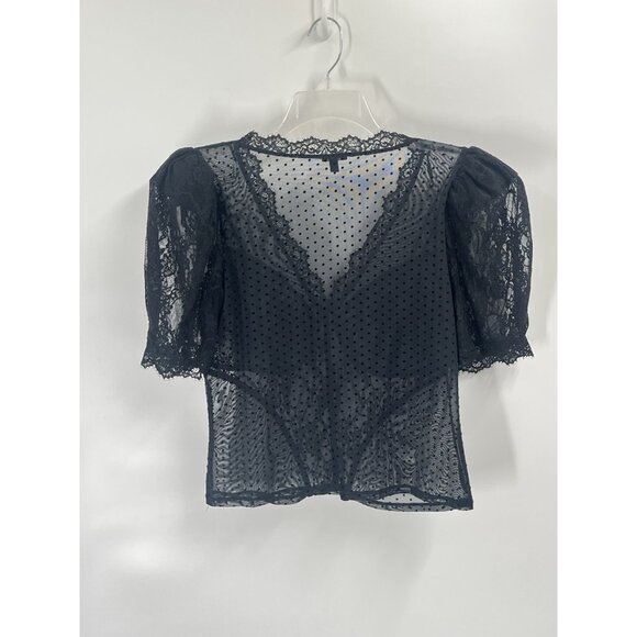 Express Sheer Black Swiss Dot Blouse Whimsigoth Fairy Dark Romantic Sz Large - Picture 6 of 6